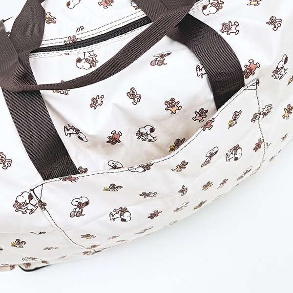 スヌーピー &ベア 折りたたみボストンバッグ(L) ベージュ トラベル SNOOPY