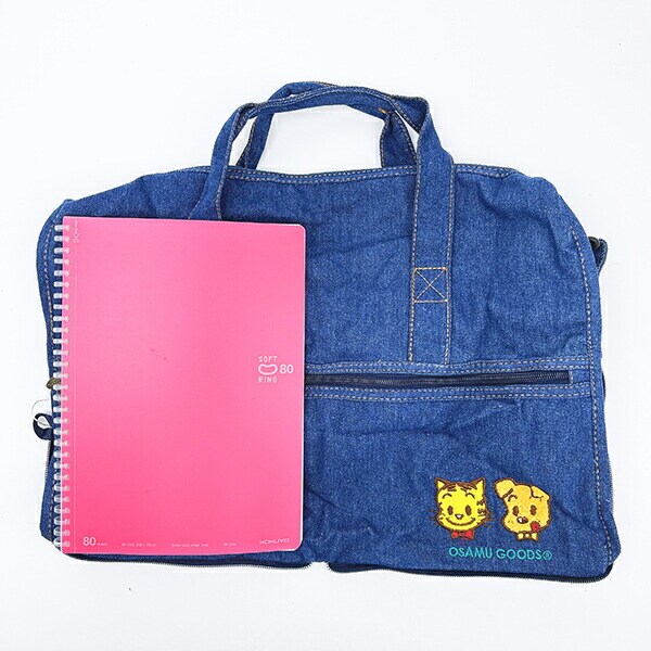 オサムグッズ キャットとドッグ 折りたたみボストンバッグ(L) デニム トラベル OSAMUGOODS