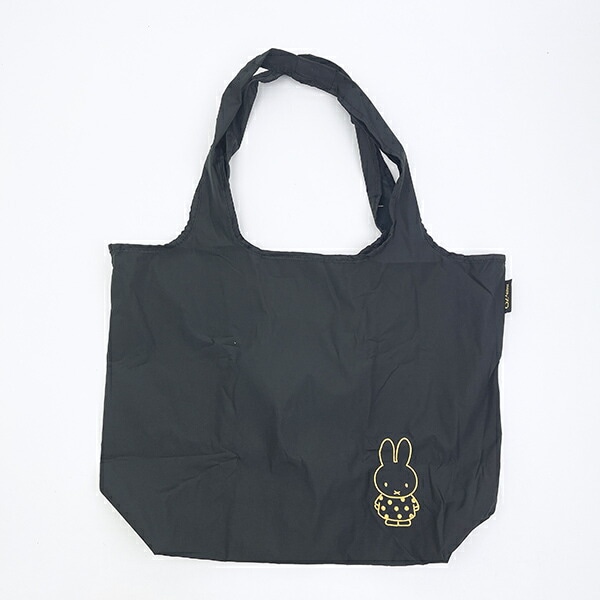 ミッフィー miffy 70th 折りたたみエコバッグ(M) ゴールド＆ブラック