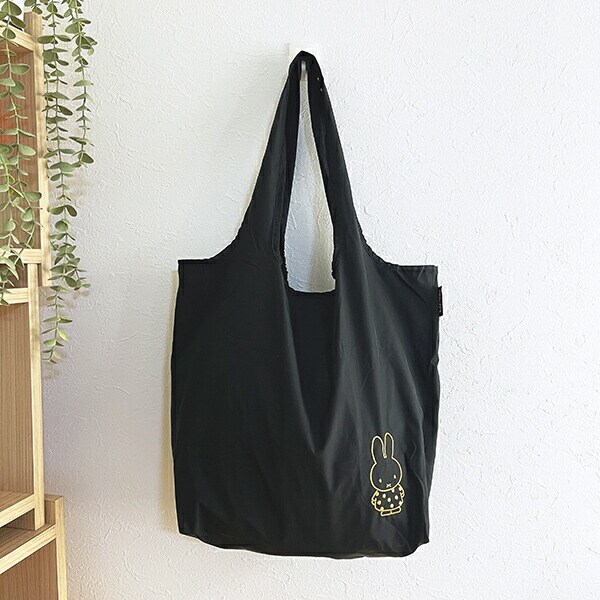 ミッフィー miffy 70th 折りたたみエコバッグ(M) ゴールド＆ブラック