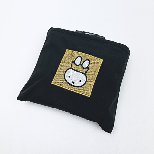 ミッフィー miffy 70th 折りたたみエコバッグ(M) ゴールド＆ブラック
