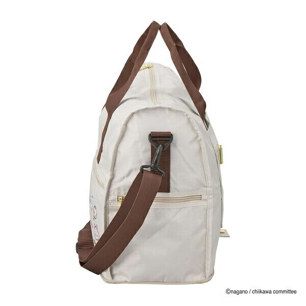 ちいかわ 折りたたみボストンバッグ  ( ベージュサークル)  Mサイズ