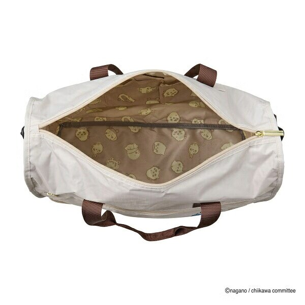 ちいかわ 折りたたみボストンバッグ  ( ベージュサークル)  Mサイズ