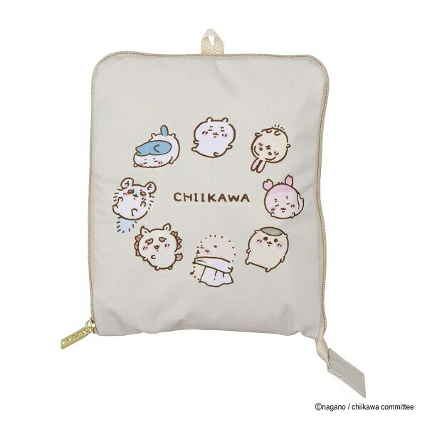 ちいかわ 折りたたみボストンバッグ  ( ベージュサークル)  Mサイズ