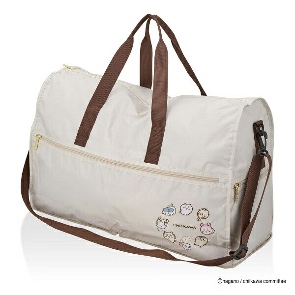 ちいかわ 折りたたみボストンバッグ  ( ベージュサークル)  Lサイズ