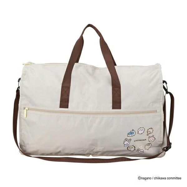 ちいかわ 折りたたみボストンバッグ  ( ベージュサークル)  Lサイズ