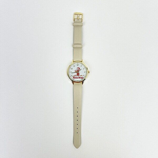 おさるのジョージ ベーシックレザーウォッチ ホワイト 時計