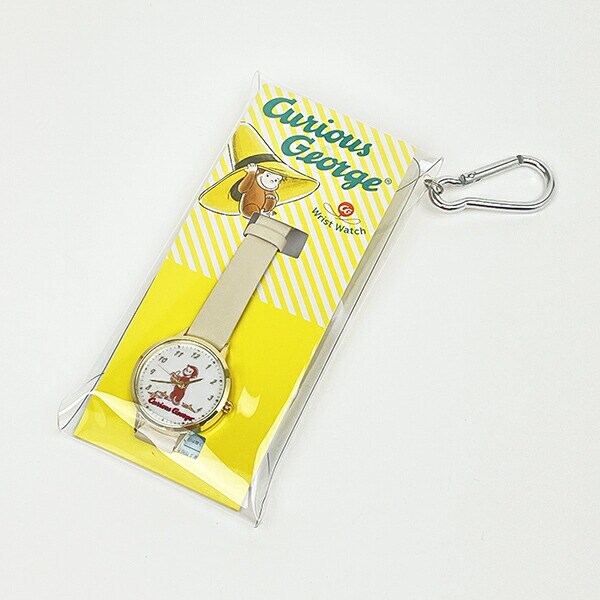 おさるのジョージ ベーシックレザーウォッチ ホワイト 時計
