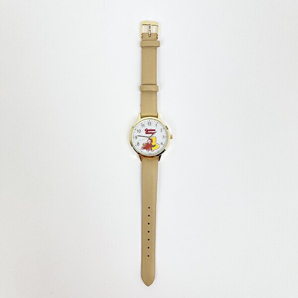 おさるのジョージ ベーシックレザーウォッチ ベージュ 時計