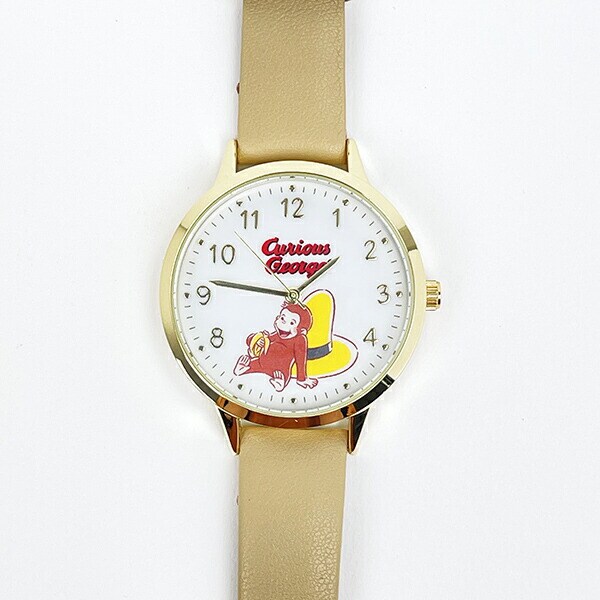 おさるのジョージ ベーシックレザーウォッチ ベージュ 時計