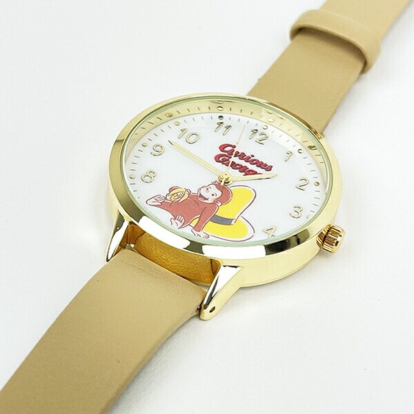 おさるのジョージ ベーシックレザーウォッチ ベージュ 時計