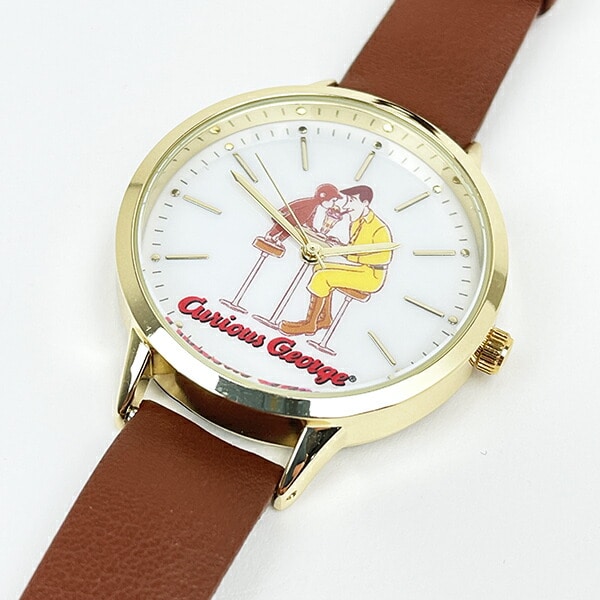 おさるのジョージ ベーシックレザーウォッチ ダークブラウン 時計