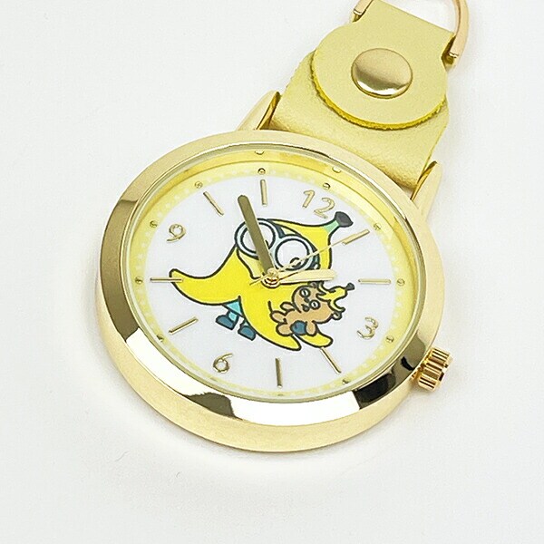 ミニオンズ レザーキーチェーンウォッチ イエロー 時計