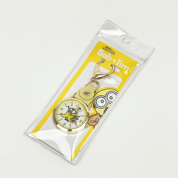 ミニオンズ レザーキーチェーンウォッチ イエロー 時計