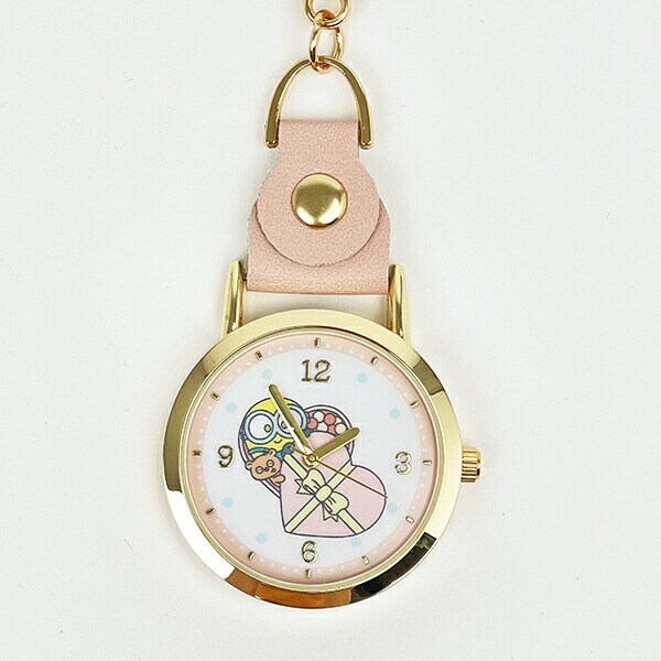 ミニオンズ レザーキーチェーンウォッチ ピンク 時計