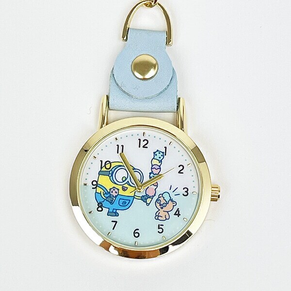 ミニオンズ レザーキーチェーンウォッチ ブルー 時計