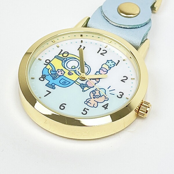 ミニオンズ レザーキーチェーンウォッチ ブルー 時計