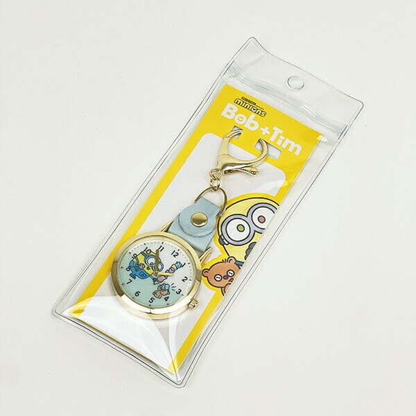 ミニオンズ レザーキーチェーンウォッチ ブルー 時計