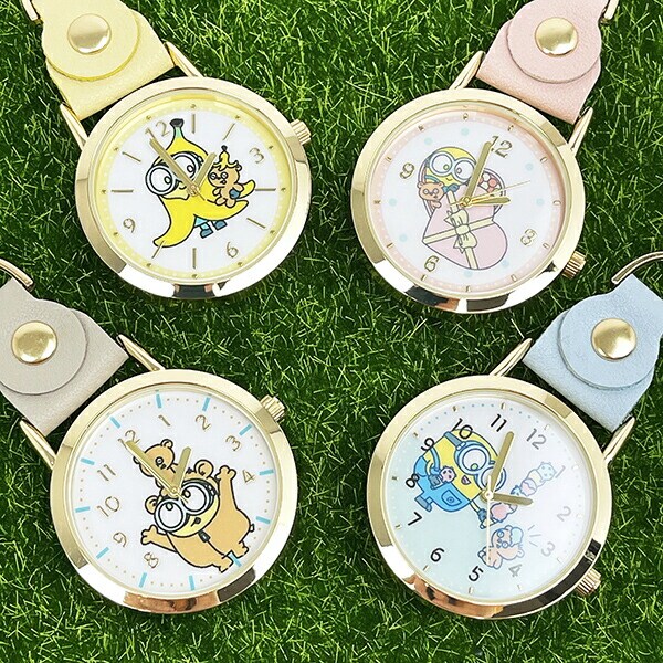 ミニオンズ レザーキーチェーンウォッチ ブルー 時計