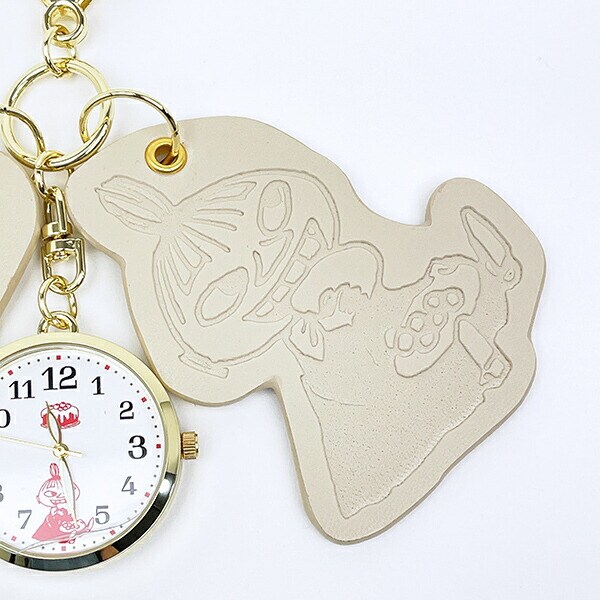 ムーミン リトルミイ 型押しレザーチャームキーホルダーウォッチ アイボリー 時計 MOOMIN