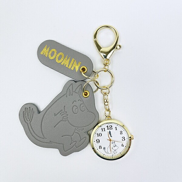 ムーミン 型押しレザーチャームキーホルダーウォッチ グレー 時計 MOOMIN