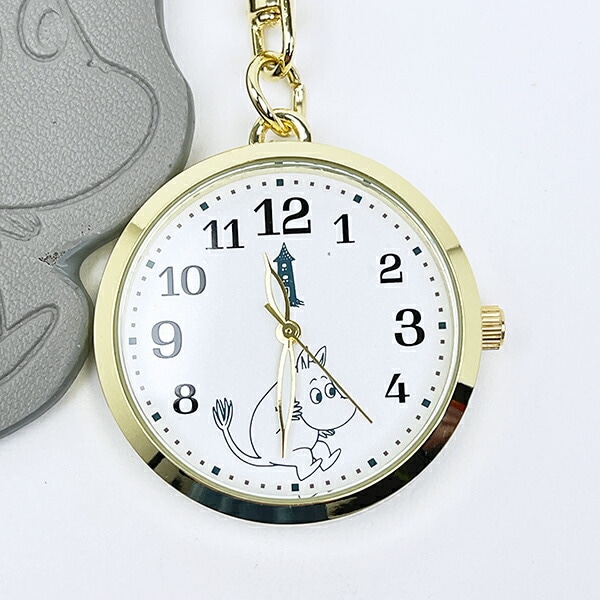 ムーミン 型押しレザーチャームキーホルダーウォッチ グレー 時計 MOOMIN