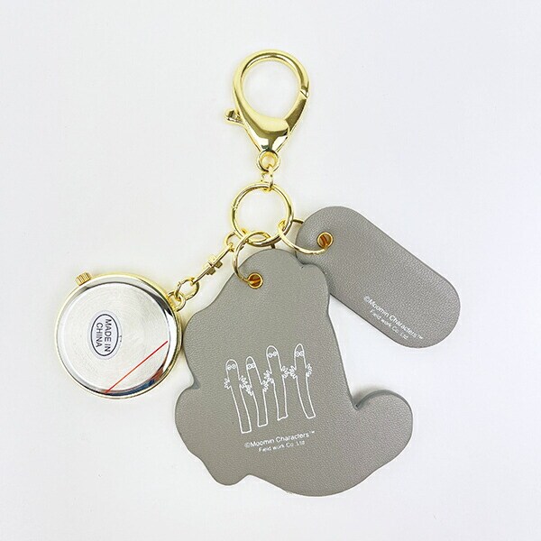 ムーミン 型押しレザーチャームキーホルダーウォッチ グレー 時計 MOOMIN