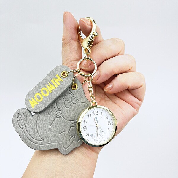 ムーミン 型押しレザーチャームキーホルダーウォッチ グレー 時計 MOOMIN