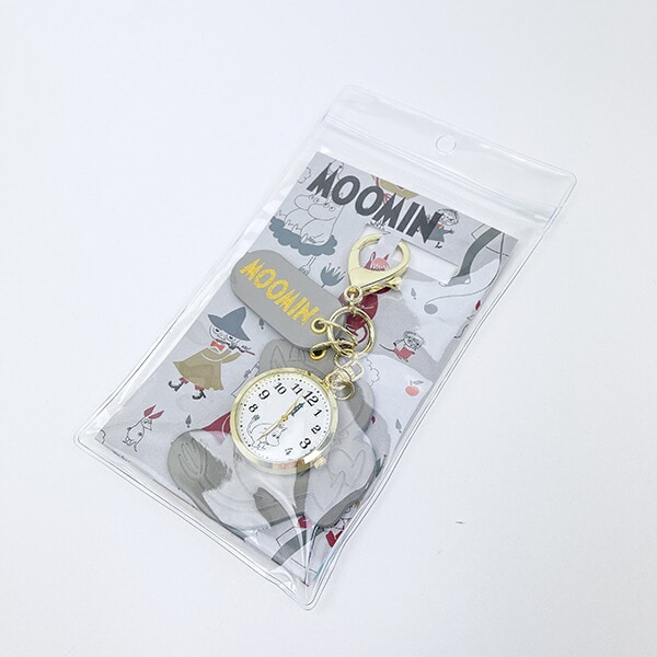 ムーミン 型押しレザーチャームキーホルダーウォッチ グレー 時計 MOOMIN