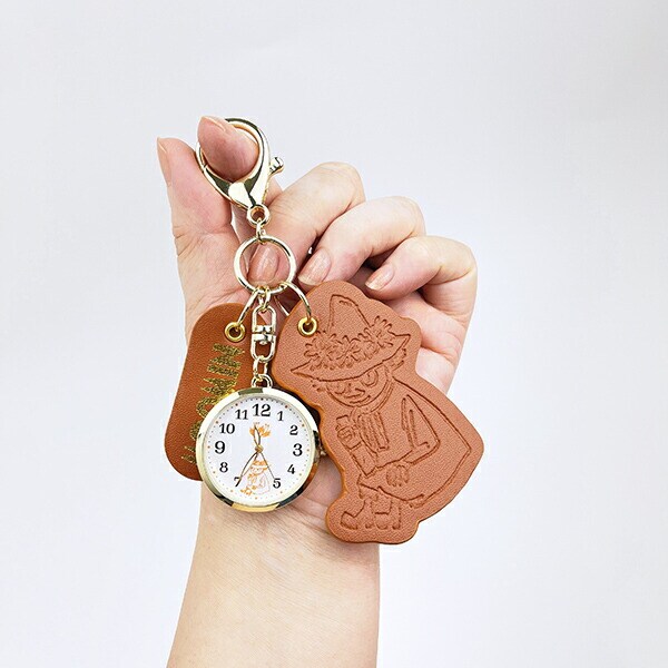 ムーミン スナフキン 型押しレザーチャームキーホルダーウォッチ ブラウン 時計 MOOMIN
