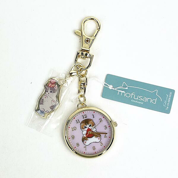 mofusand モフサンド チャーム付きチェーンウォッチ イチゴ 時計 キーチェーン