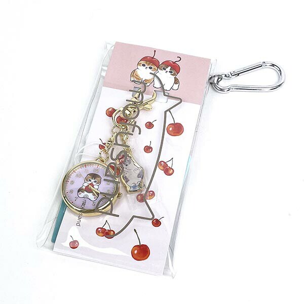 mofusand モフサンド チャーム付きチェーンウォッチ イチゴ 時計 キーチェーン