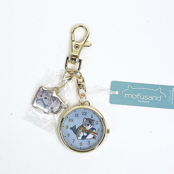 mofusand モフサンド チャーム付きチェーンウォッチ サメ 時計 キーチェーン