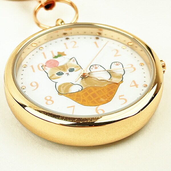 モフサンド リールキーチェーンウォッチ ワッフルにゃん ホワイト 時計 mofusand