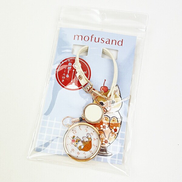モフサンド リールキーチェーンウォッチ ワッフルにゃん ホワイト 時計 mofusand