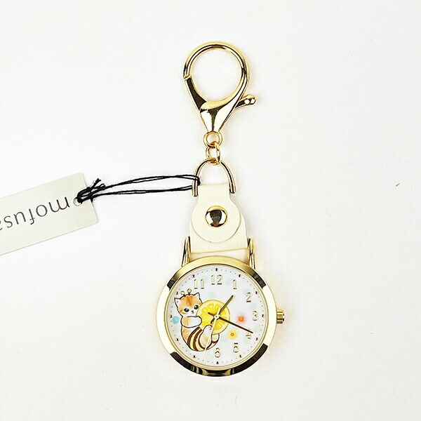モフサンド 水彩ドットキーチェーンウォッチ はちにゃん 時計 キーホルダー mofusand