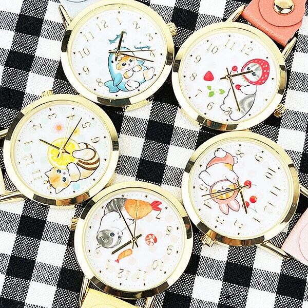 モフサンド 水彩ドットキーチェーンウォッチ えびにゃん 時計 キーホルダー  mofusand
