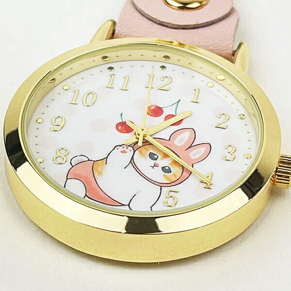 モフサンド 水彩ドットキーチェーンウォッチ うさにゃん 時計 キーホルダー  mofusand