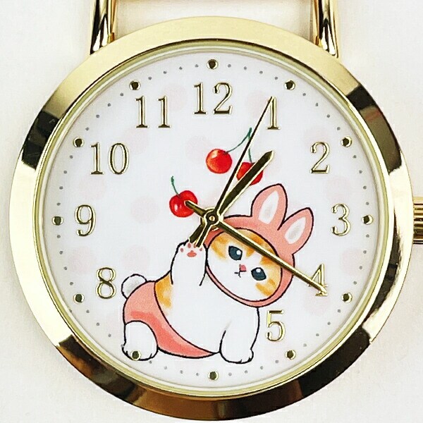 モフサンド 水彩ドットキーチェーンウォッチ うさにゃん 時計 キーホルダー  mofusand