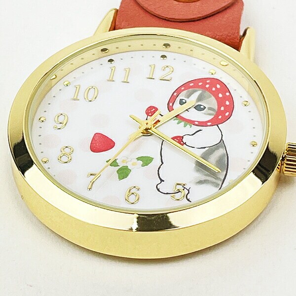 モフサンド 水彩ドットキーチェーンウォッチ いちごにゃん 時計 キーホルダー  mofusand