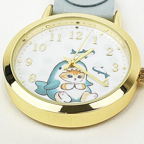 モフサンド 水彩ドットキーチェーンウォッチ サメにゃん 時計 キーホルダー  mofusand
