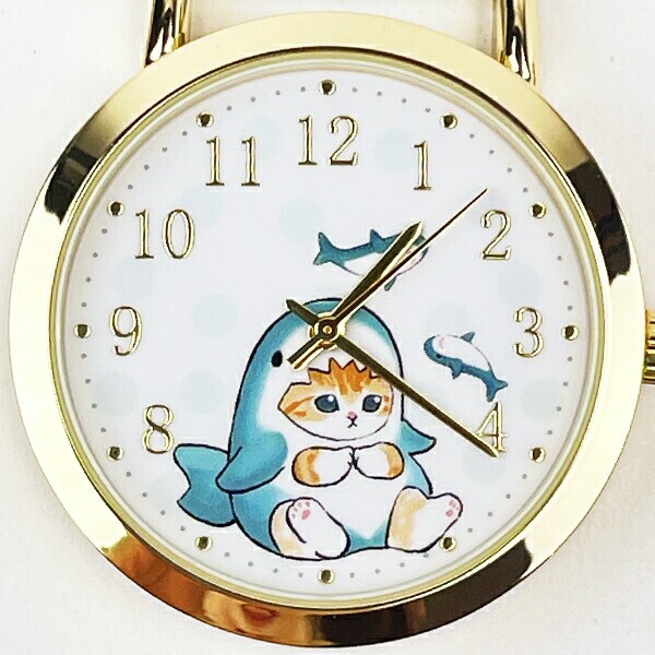 モフサンド 水彩ドットキーチェーンウォッチ サメにゃん 時計 キーホルダー  mofusand