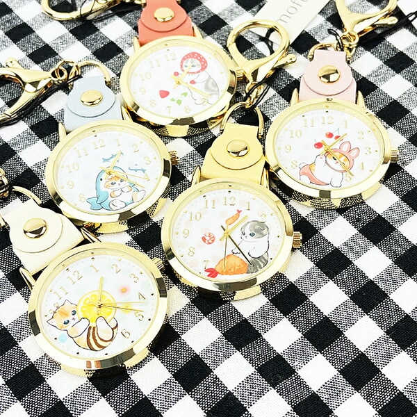 モフサンド 水彩ドットキーチェーンウォッチ サメにゃん 時計 キーホルダー  mofusand