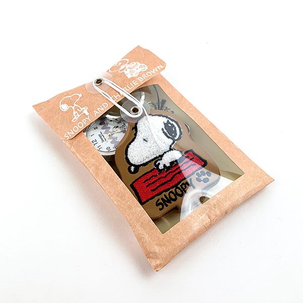 スヌーピー モコモコルーペウォッチ 懐中時計 キーチェーンウォッチ ブラウン