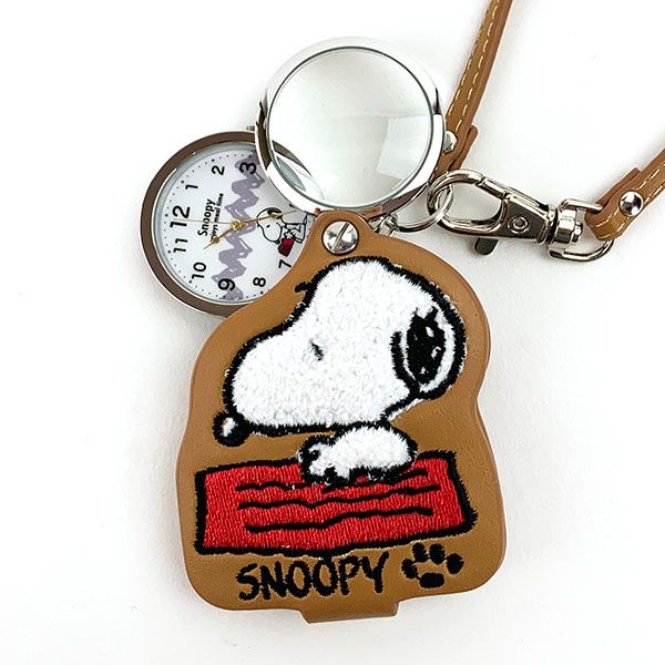 スヌーピー モコモコルーペウォッチ 懐中時計 キーチェーンウォッチ ブラウン
