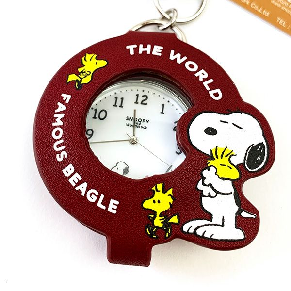 スヌーピー PEANUTS ストラップルーペウォッチ レッド ストラップ付き時計 エンジギフト