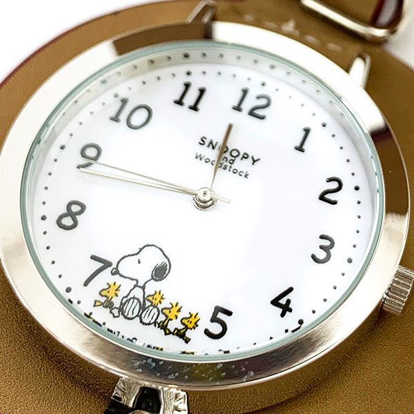 スヌーピー PEANUTS ストラップルーペウォッチ レッド ストラップ付き時計 エンジギフト