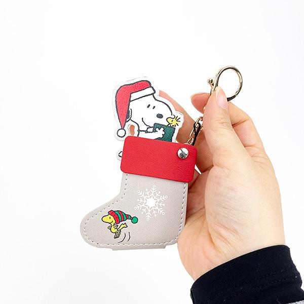 スヌーピー クリスマスソックスキーチェーンウォッチ 時計 グレー SNOOPY