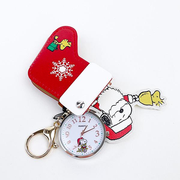 スヌーピー クリスマスソックスキーチェーンウォッチ レッド 時計 SNOOPY