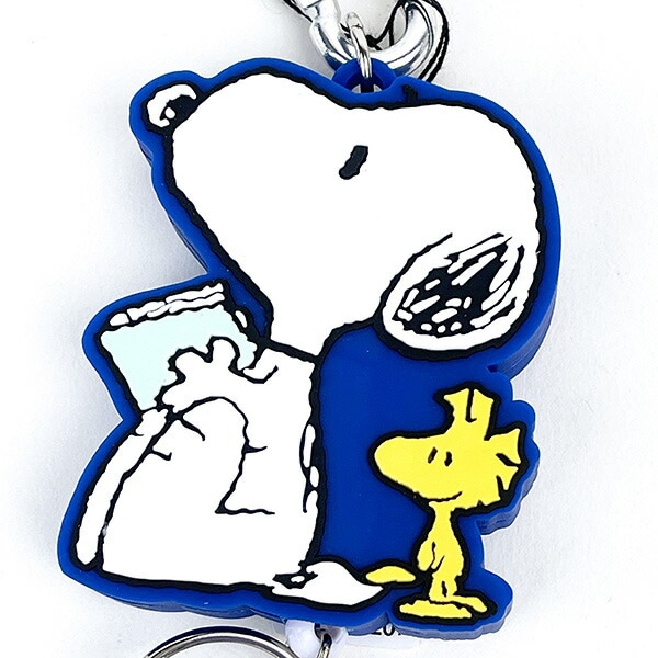 スヌーピー SNOOPY キーチェーン ラバーリールウォッチ 時計 キーホルダー ネイビー